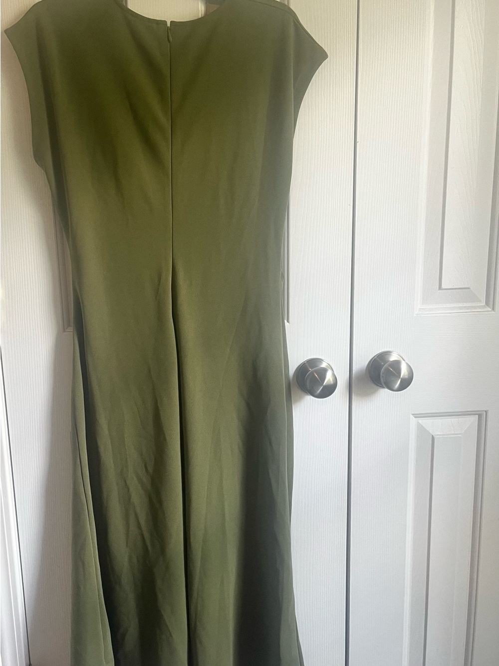 Nordstrom Olive Green Ruched Side-Slit Midi Dress Medium - Picture 3 of 6